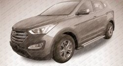 10 699 р. Алюминиевые пороги Slitkoff Luxe Silver Hyundai Santa Fe DM дорестайлинг (2012-2016)  с доставкой в г. Керчь. Увеличить фотографию 2