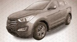 13 349 р. Алюминиевые пороги Slitkoff Optima Black  Hyundai Santa Fe  DM (2012-2016) дорестайлинг  с доставкой в г. Керчь. Увеличить фотографию 2