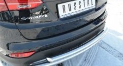 Защита заднего бампера (2 трубы Ø63 мм, нержавейка) SLITKOFF Hyundai Santa Fe  DM (2012-2016) дорестайлинг