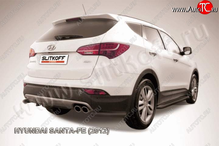 8 599 р. Защита заднего бампера из уголков d57 Slitkoff Hyundai Santa Fe DM дорестайлинг (2012-2016) (Цвет: серебристый)  с доставкой в г. Керчь