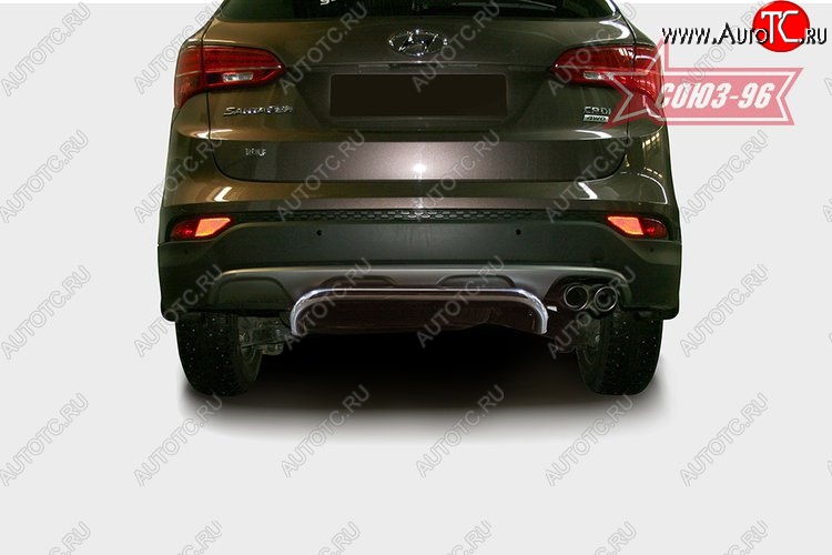 9 539 р. Защита заднего бампера Souz-96 (d42) Hyundai Santa Fe DM дорестайлинг (2012-2016)  с доставкой в г. Керчь