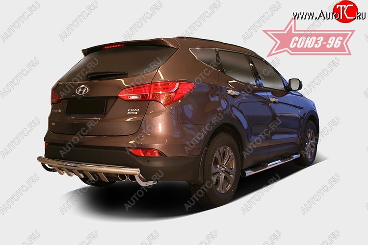 12 599 р. Защита заднего бампера с элементами из профиля Souz-96 (d60) Hyundai Santa Fe DM дорестайлинг (2012-2016)  с доставкой в г. Керчь