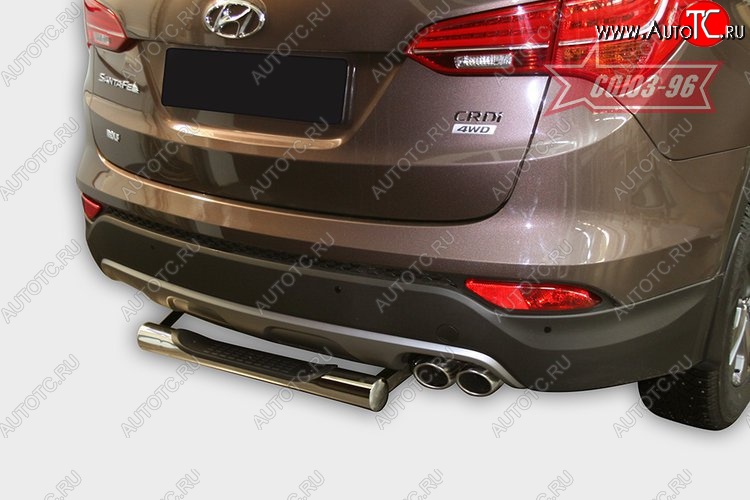 1 249 р. Защита заднего бампера с проступью Souz-96 (d76) Hyundai Santa Fe DM дорестайлинг (2012-2016)  с доставкой в г. Керчь