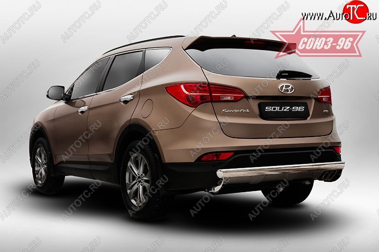 12 419 р. Овальная защита заднего бампера диаметром 75х42 мм Souz-96 Hyundai Santa Fe DM дорестайлинг (2012-2016)  с доставкой в г. Керчь