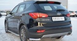 12 999 р. Защита заднего бампера (Ø63 мм уголки, нержавейка) SLITKOFF  Hyundai Santa Fe  DM (2012-2016) дорестайлинг  с доставкой в г. Керчь. Увеличить фотографию 4