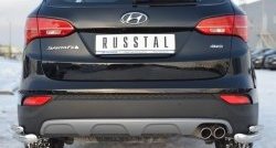16 999 р. Защита заднего бампера (2 трубы Ø63 и 42 мм уголки, нержавейка) SLITKOFF  Hyundai Santa Fe  DM (2012-2016) дорестайлинг  с доставкой в г. Керчь. Увеличить фотографию 2
