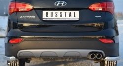 Защита заднего бампера (Ø63 мм уголки, нержавейка) SLITKOFF Hyundai Santa Fe  DM (2012-2016) дорестайлинг