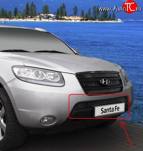 2 924 р. Декоративная вставка воздухозаборника Novline Hyundai Santa Fe CM дорестайлинг (2006-2009)  с доставкой в г. Керчь