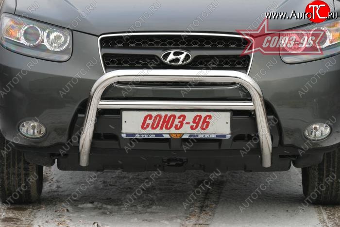 11 609 р. Защита переднего бампера Souz-96 (d60) Hyundai Santa Fe CM дорестайлинг (2006-2009)  с доставкой в г. Керчь