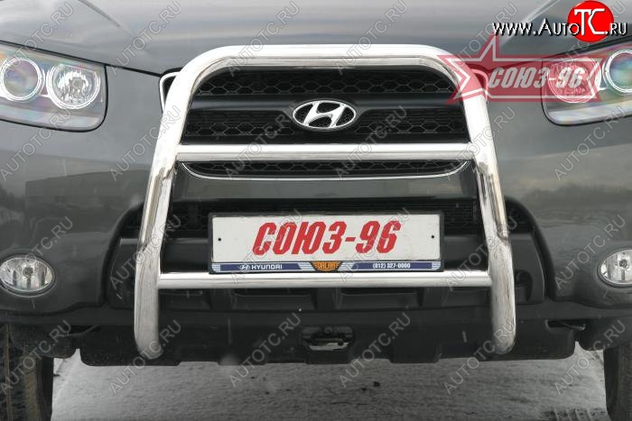 13 139 р. Защита переднего бампера Souz-96 (d60) Hyundai Santa Fe CM дорестайлинг (2006-2009)  с доставкой в г. Керчь