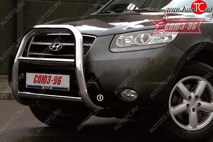 19 394 р. Защита переднего бампера Souz-96 (d76) Hyundai Santa Fe CM дорестайлинг (2006-2009)  с доставкой в г. Керчь