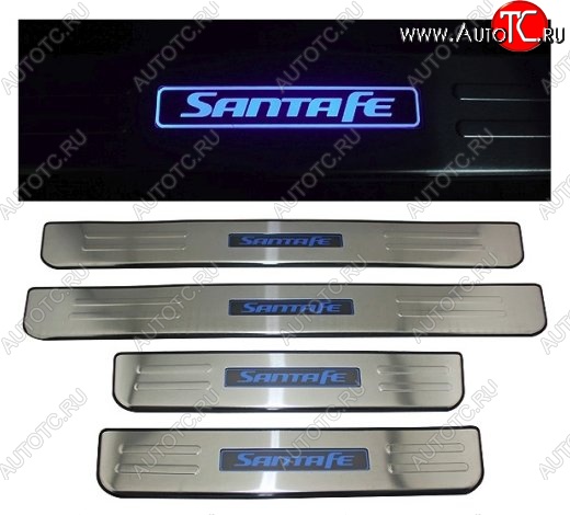 3 149 р. Накладки на порожки автомобиля СТ Hyundai Santa Fe CM дорестайлинг (2006-2009)  с доставкой в г. Керчь