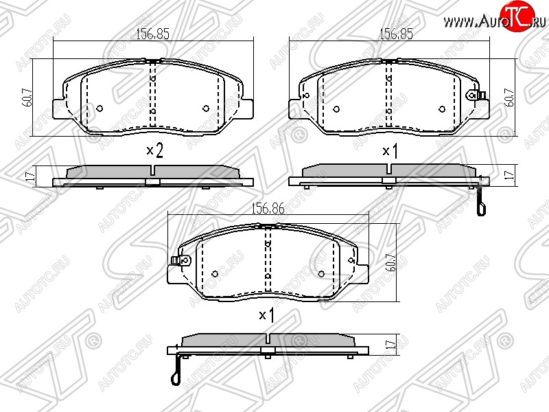 1 239 р. Колодки тормозные SAT (передние)  Hyundai Santa Fe  CM (2006-2012), KIA Sorento  XM (2009-2015)  с доставкой в г. Керчь