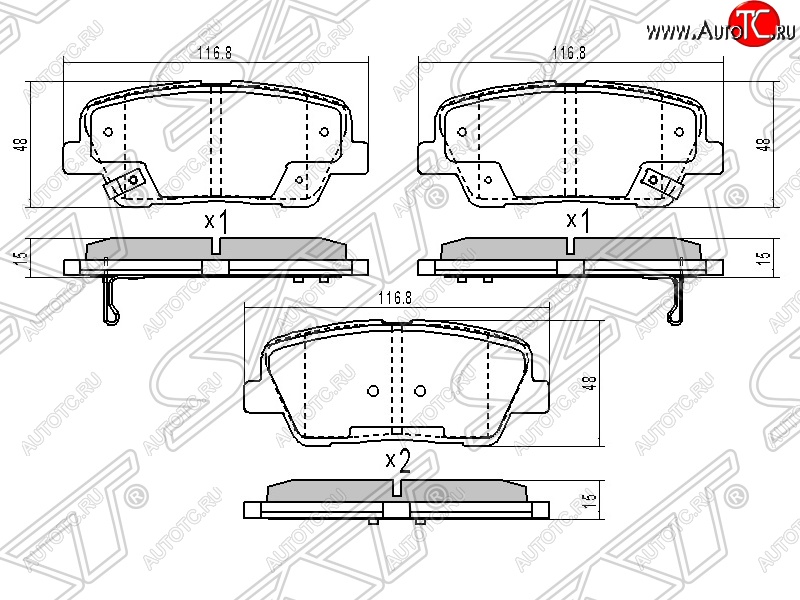 799 р. Колодки тормозные SAT (задние)  Hyundai Santa Fe  CM (2009-2012) рестайлинг  с доставкой в г. Керчь