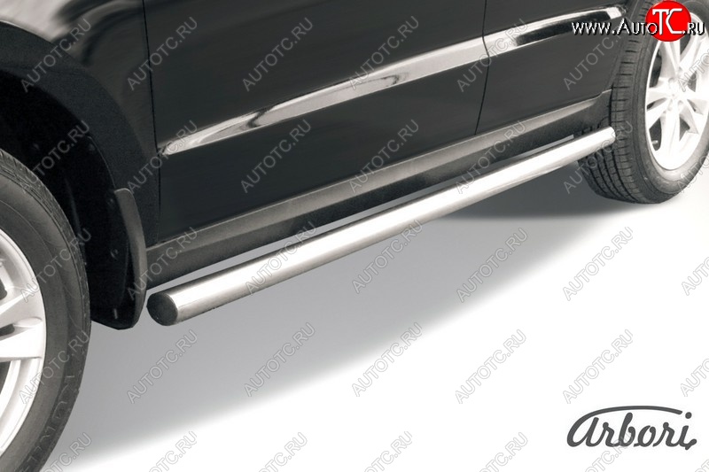 11 969 р. Защита штатных порогов Arbori (нержавейка, d57 mm). Hyundai Santa Fe CM рестайлинг (2009-2012)  с доставкой в г. Керчь