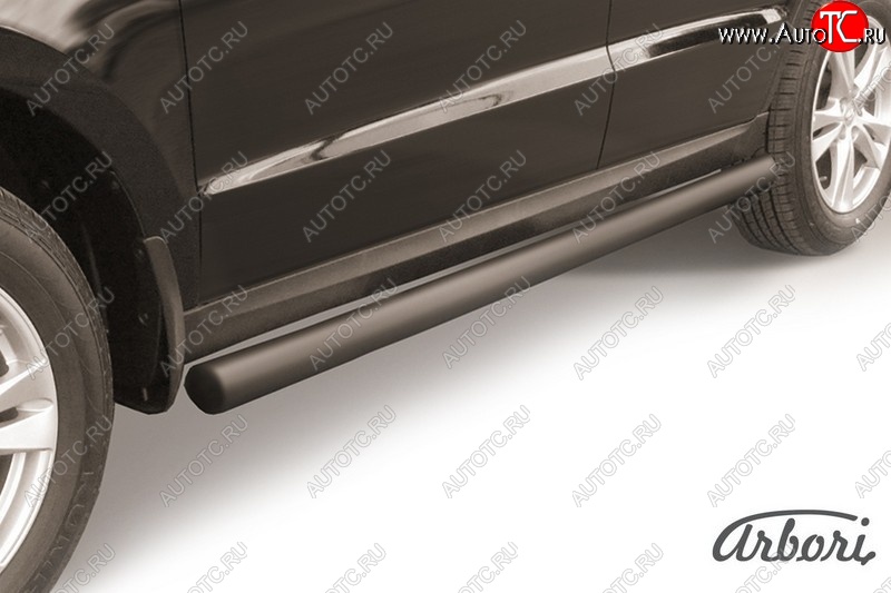 6 749 р. Защита штатных порогов Arbori (черная, d76 mm). Hyundai Santa Fe CM рестайлинг (2009-2012)  с доставкой в г. Керчь