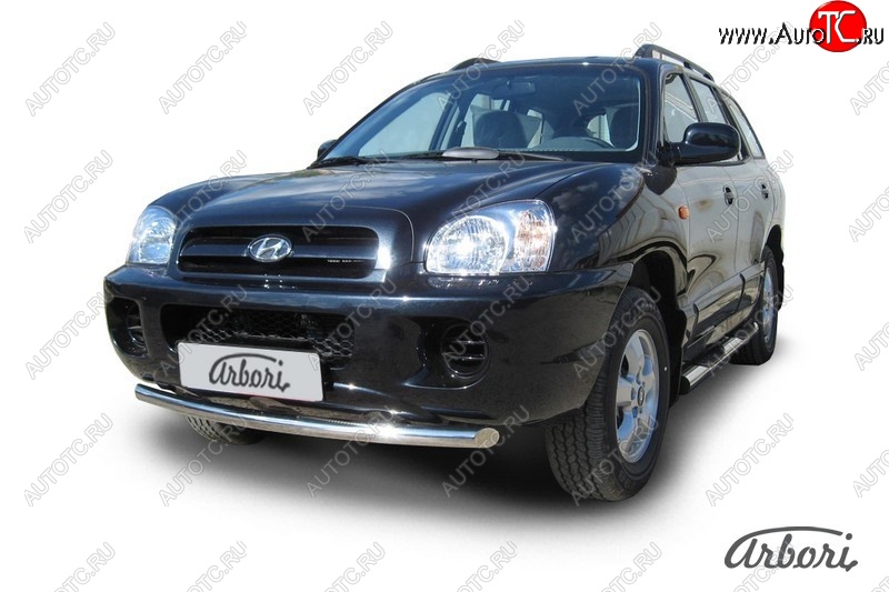 12 149 р. Защита переднего бампера Arbori (нержавейка, 1 труба d57 mm). Hyundai Santa Fe CM рестайлинг (2009-2012)  с доставкой в г. Керчь