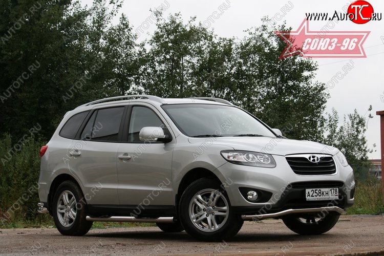 12 689 р. Защита переднего бампера одинарная Souz-96 (d60) Hyundai Santa Fe CM рестайлинг (2009-2012)  с доставкой в г. Керчь