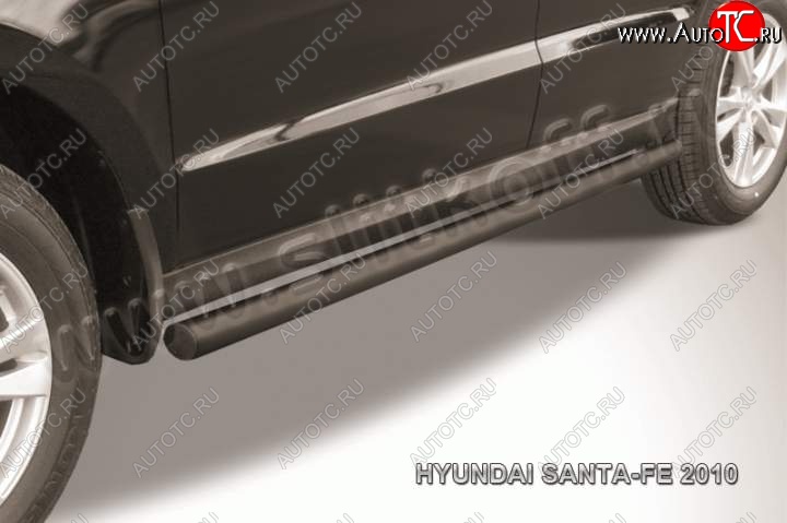 9 999 р. Защита порогов из трубы d57 Slitkoff  Hyundai Santa Fe  CM (2009-2012) рестайлинг (Цвет: серебристый)  с доставкой в г. Керчь