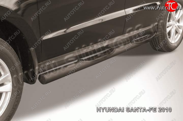 13 549 р. Защита порогов из трубы d76 Slitkoff (с проступью)  Hyundai Santa Fe  CM (2009-2012) рестайлинг (Цвет: серебристый)  с доставкой в г. Керчь