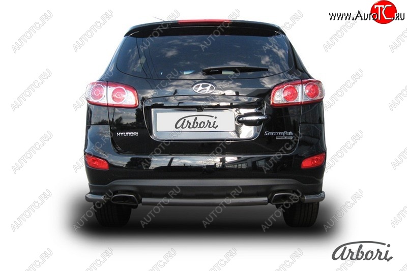 6 749 р. Защита заднего бампера Arbori (черная, 1 труба d57 mm). Hyundai Santa Fe CM рестайлинг (2009-2012)  с доставкой в г. Керчь