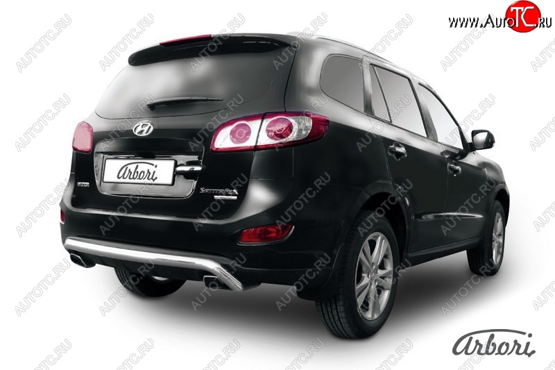 12 779 р. Защита заднего бампера Arbori (скоба, нержавейка, 1 труба d57 mm). Hyundai Santa Fe CM рестайлинг (2009-2012)  с доставкой в г. Керчь