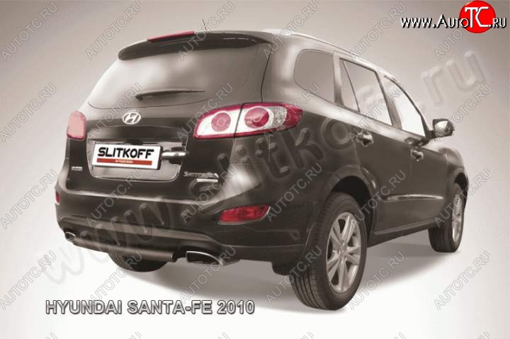 4 799 р. Защита заднего бампера из трубы d57 Slitkoff (короткая)  Hyundai Santa Fe  CM (2009-2012) рестайлинг (Цвет: серебристый)  с доставкой в г. Керчь