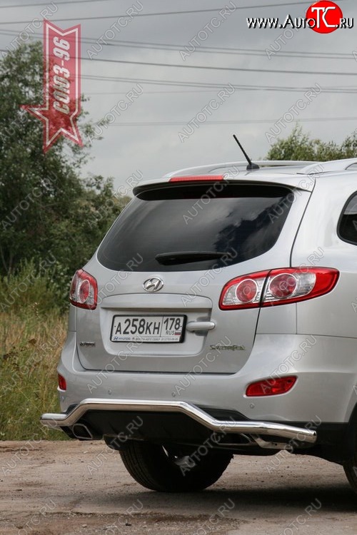 11 159 р. Защита заднего бампера Souz-96 (d60) Hyundai Santa Fe CM рестайлинг (2009-2012)  с доставкой в г. Керчь