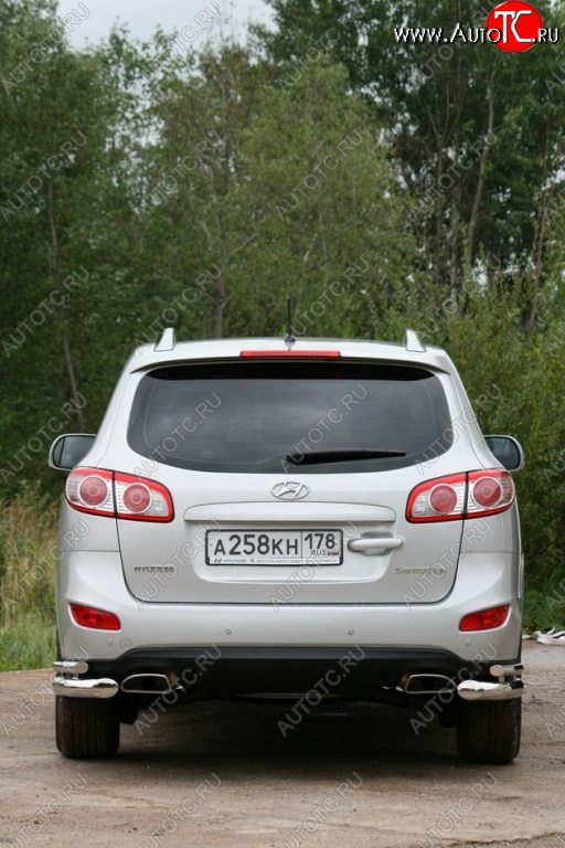 17 054 р. Защита заднего бампера из двойных боковых уголков d 76x42 Souz-96 Hyundai Santa Fe CM рестайлинг (2009-2012)  с доставкой в г. Керчь