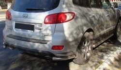 Защита заднего бампера из двойных боковых уголков с диаметром труб 63 и 42 мм Металл Дизайн Hyundai Santa Fe  CM (2009-2012) рестайлинг