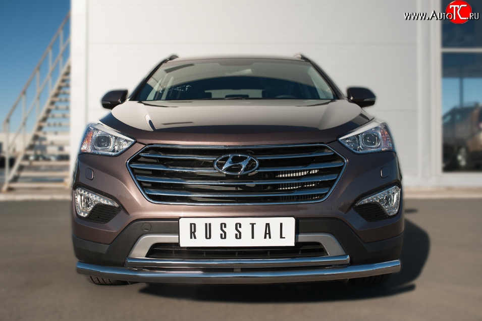 18 699 р. Защита переднего бампера (2 трубыØ63 и 42 мм, нержавейка) SLITKOFF  Hyundai Grand Santa Fe  1 DM (2013-2016) дорестайлинг  с доставкой в г. Керчь