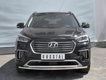16 649 р. Защита переднего бампера (2 трубыØ42 мм, нержавейка) SLITKOFF  Hyundai Grand Santa Fe  1 DM (2016-2018) рестайлинг  с доставкой в г. Керчь. Увеличить фотографию 2