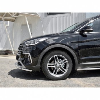 16 649 р. Защита переднего бампера (2 трубыØ42 мм, нержавейка) SLITKOFF  Hyundai Grand Santa Fe  1 DM (2016-2018) рестайлинг  с доставкой в г. Керчь. Увеличить фотографию 3