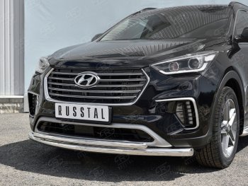 18 599 р. Защита переднего бампера (2 трубыØ42 мм, нержавейка) SLITKOFF  Hyundai Grand Santa Fe  1 DM (2016-2018) рестайлинг  с доставкой в г. Керчь. Увеличить фотографию 2