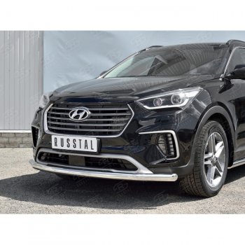 Одинарная защита переднего бампера диаметром 63 мм SLITKOFF Hyundai Grand Santa Fe  1 DM (2016-2018) рестайлинг
