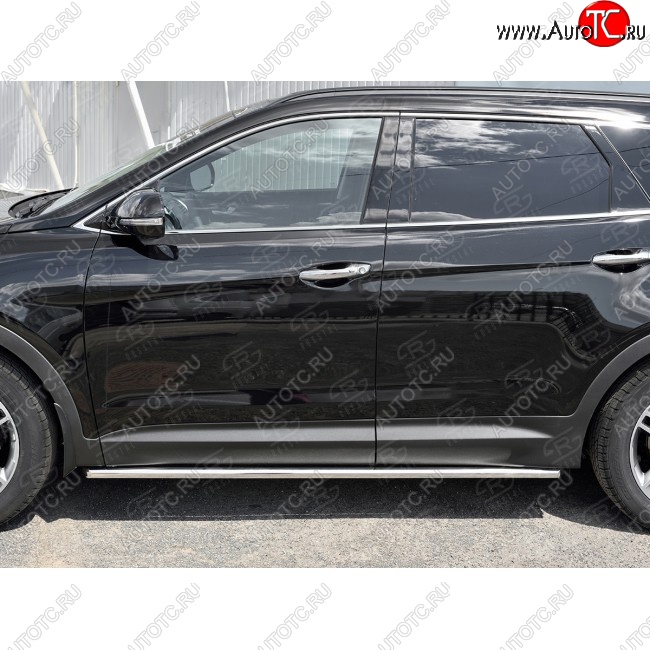 17 999 р. Защита порогов из круглой трубы диаметром 42 мм SLITKOFF v1  Hyundai Grand Santa Fe  1 DM (2016-2018) рестайлинг  с доставкой в г. Керчь