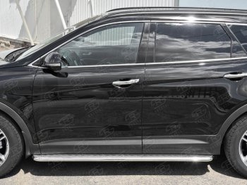 22 999 р. Широкая защита порогов с трубой диаметром 42 мм SLITKOFF v2  Hyundai Grand Santa Fe  1 DM (2016-2018) рестайлинг  с доставкой в г. Керчь. Увеличить фотографию 2