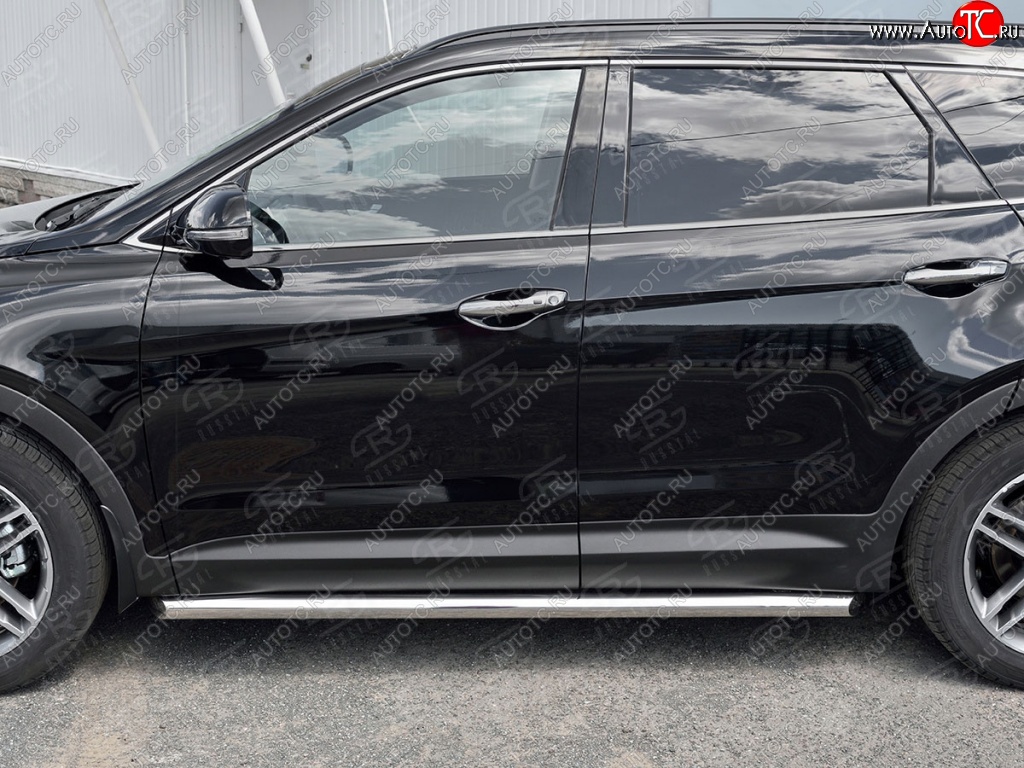 18 799 р. Защита порогов из круглой трубы диаметром 63 мм SLITKOFF  Hyundai Grand Santa Fe  1 DM (2016-2018) рестайлинг  с доставкой в г. Керчь