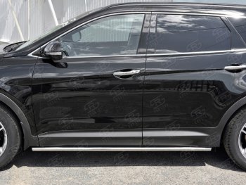 17 999 р. Защита порогов из круглой трубы диаметром 42 мм SLITKOFF v3  Hyundai Grand Santa Fe  1 DM (2016-2018) рестайлинг  с доставкой в г. Керчь. Увеличить фотографию 2