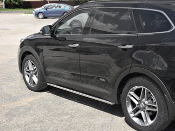 17 999 р. Защита порогов из круглой трубы диаметром 42 мм SLITKOFF v3  Hyundai Grand Santa Fe  1 DM (2016-2018) рестайлинг  с доставкой в г. Керчь. Увеличить фотографию 3