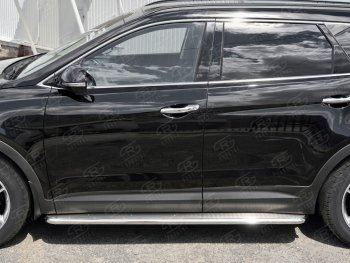 35 549 р. Широкая защита порогов с трубой диаметром 42 мм SLITKOFF v3  Hyundai Grand Santa Fe  1 DM (2016-2018) рестайлинг  с доставкой в г. Керчь. Увеличить фотографию 2