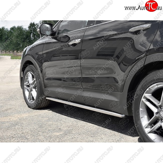 17 999 р. Защита порогов из круглой трубы диаметром 42 мм SLITKOFF v3  Hyundai Grand Santa Fe  1 DM (2016-2018) рестайлинг  с доставкой в г. Керчь