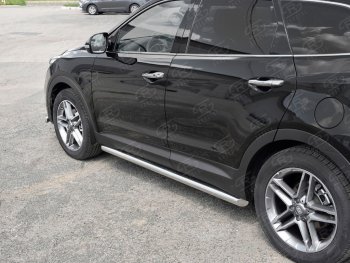 19 999 р. Защита порогов из круглой трубы диаметром 63 мм SLITKOFF v1  Hyundai Grand Santa Fe  1 DM (2016-2018) рестайлинг  с доставкой в г. Керчь. Увеличить фотографию 2