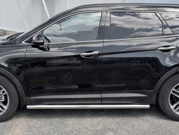 19 999 р. Защита порогов из круглой трубы диаметром 63 мм SLITKOFF v3  Hyundai Grand Santa Fe  1 DM (2016-2018) рестайлинг  с доставкой в г. Керчь. Увеличить фотографию 2