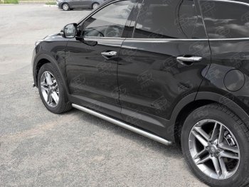 19 999 р. Защита порогов из круглой трубы диаметром 63 мм SLITKOFF v3  Hyundai Grand Santa Fe  1 DM (2016-2018) рестайлинг  с доставкой в г. Керчь. Увеличить фотографию 3