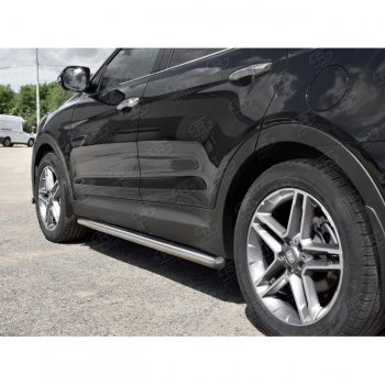 Защита порогов из круглой трубы диаметром 63 мм SLITKOFF v3 Hyundai Grand Santa Fe  1 DM (2016-2018) рестайлинг
