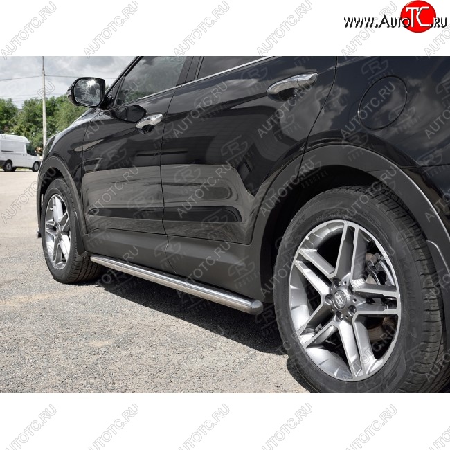 19 999 р. Защита порогов из круглой трубы диаметром 63 мм SLITKOFF v3  Hyundai Grand Santa Fe  1 DM (2016-2018) рестайлинг  с доставкой в г. Керчь