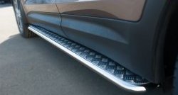 24 649 р. Широкая защита порогов SLITKOFF  Hyundai Grand Santa Fe  1 DM (2013-2016) дорестайлинг  с доставкой в г. Керчь. Увеличить фотографию 3