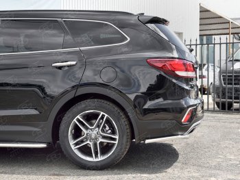 14 399 р. Защита заднего бампера (Ø42 мм уголки, нержавейка) SLITKOFF  Hyundai Grand Santa Fe  1 DM (2016-2018) рестайлинг  с доставкой в г. Керчь. Увеличить фотографию 2