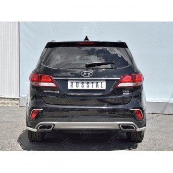 14 399 р. Защита заднего бампера (Ø42 мм уголки, нержавейка) SLITKOFF  Hyundai Grand Santa Fe  1 DM (2016-2018) рестайлинг  с доставкой в г. Керчь. Увеличить фотографию 3